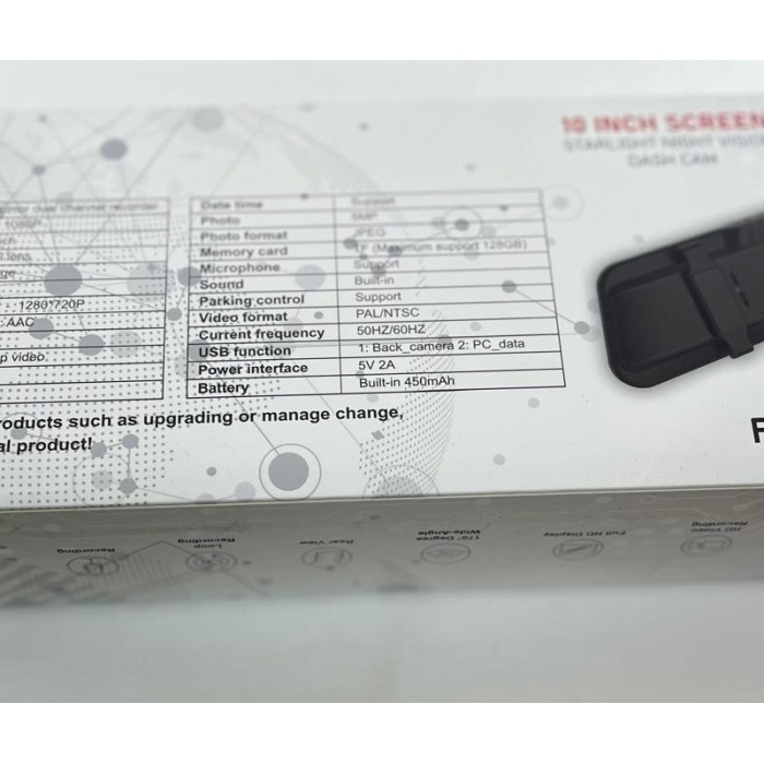 MPIA CC63 10 Dokunmatik Ekran FullHD 1080P Hafıza Araç Içi Çift Lens Kamera (Çakmaklık Adaptörü)