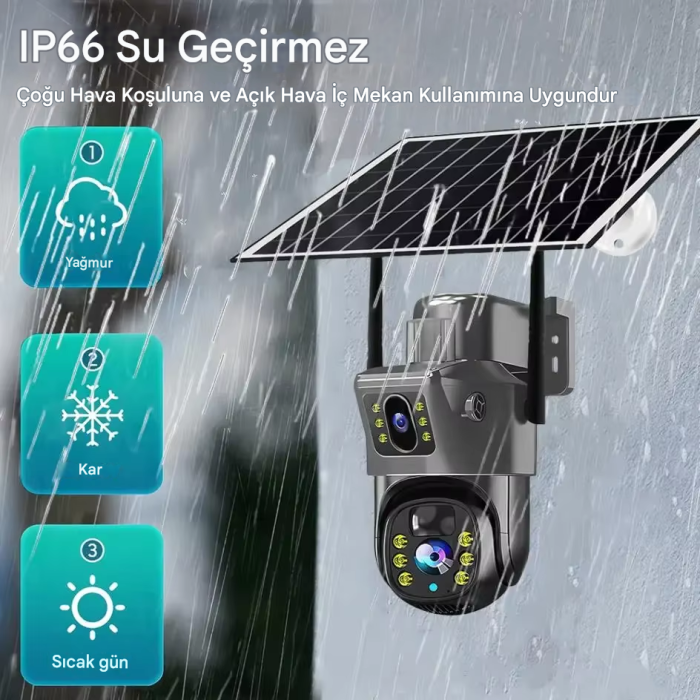 MPIA Mika 6MP Dual Lens  Wifi Güneş Enerjili Hareketli Akıllı Kamera Gece Görüş V380Pro