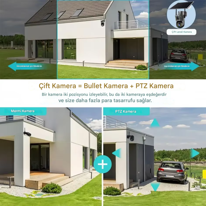 MPIA Mika 6MP Dual Lens  Wifi Güneş Enerjili Hareketli Akıllı Kamera Gece Görüş V380Pro