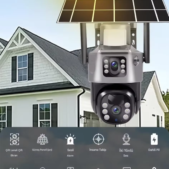 MPIA Mika 6MP Dual Lens  Wifi Güneş Enerjili Hareketli Akıllı Kamera Gece Görüş V380Pro
