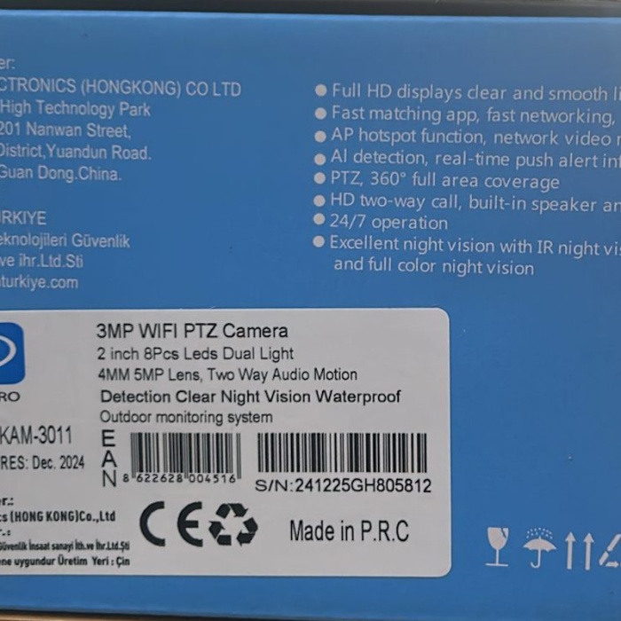 O-Kam One3011 3MP Hareketli Wifi Akıllı Kamera , Yapay Zeka, Gece Görüş, Karşılıklı Konuşma Okam Pro APP