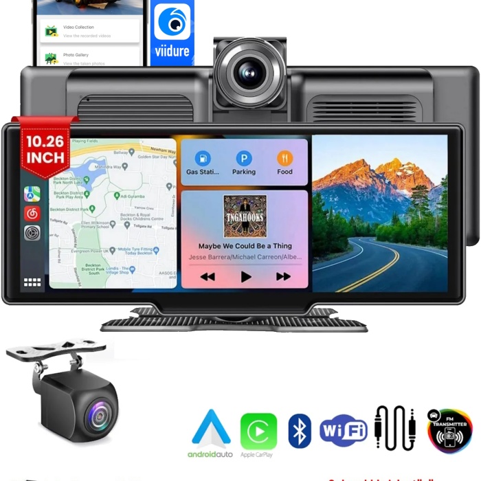 MPIA CP10  Carplay Apple Android Uyumlu 10.2 İnç Büyük Ekran Tak Çalıştır 4K Ön/Arka Çift Kameralı Araç Ekranı
