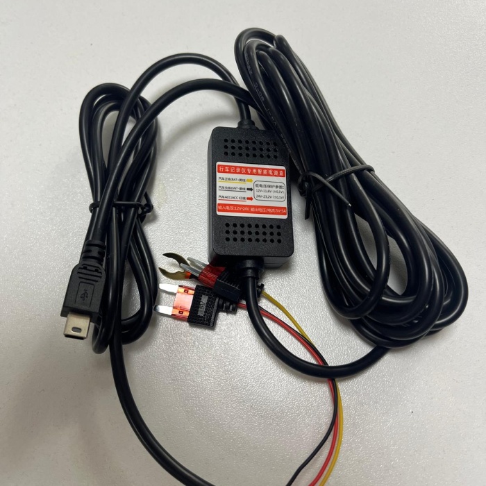 Araç İçi Kamera Adaptörü 12-24V/5V  Mini USB 3A Park Modu Adaptör