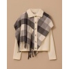 YENİ SEÇİL KADIN şal görünümlü ekose desenli triko hırka 10002521711004