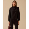 YENİ SEÇİL KADIN dik yaka drape detaylı bluz 10002521810004