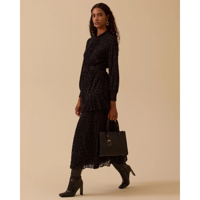 YENİ SEÇİL KADIN leopar desenli kemerli elbise 10002521311009