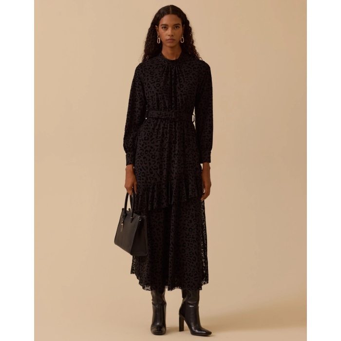 YENİ SEÇİL KADIN leopar desenli kemerli elbise 10002521311009