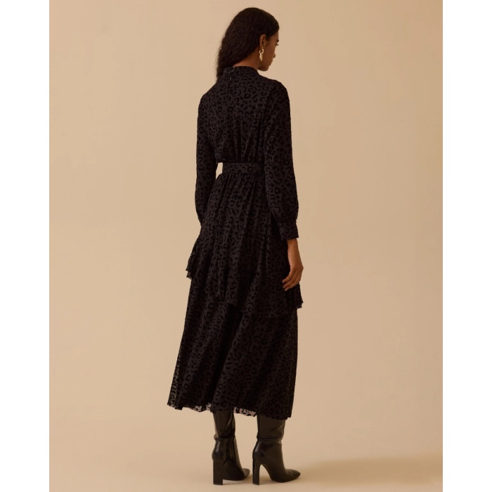 YENİ SEÇİL KADIN leopar desenli kemerli elbise 10002521311009