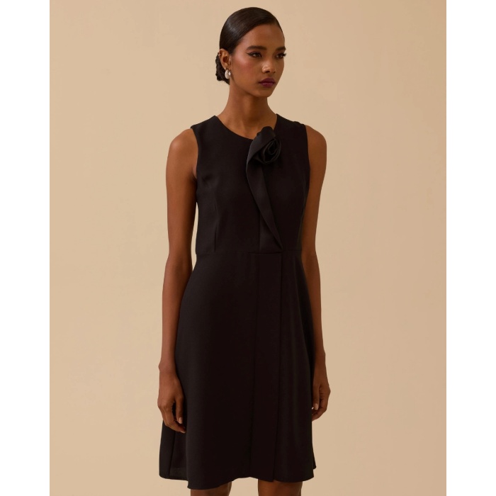 YENİ SEÇİL KADIN gül detaylı kolsuz diz üstü şık elbise 30002511318023