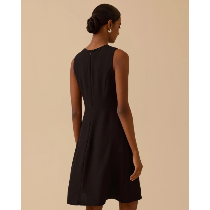 YENİ SEÇİL KADIN gül detaylı kolsuz diz üstü şık elbise 30002511318023