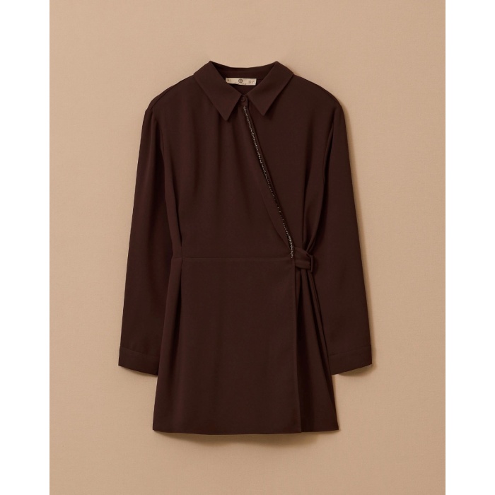 YENİ SEÇİL KADIN boncuk detaylı bağlamalı kruvaze TUNİK 10002521211007