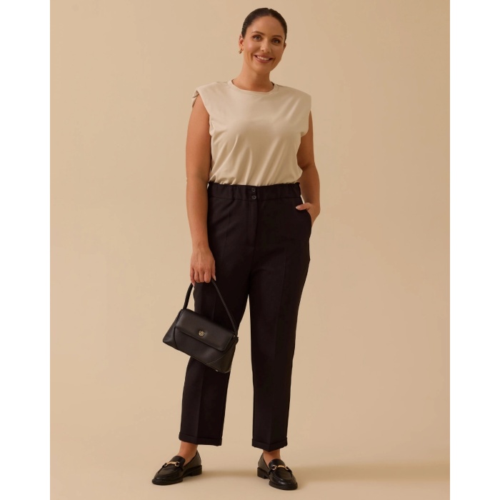 YENİ SEÇİL KADIN büyük beden elastik bel bilek boy pantolon 10002521014024