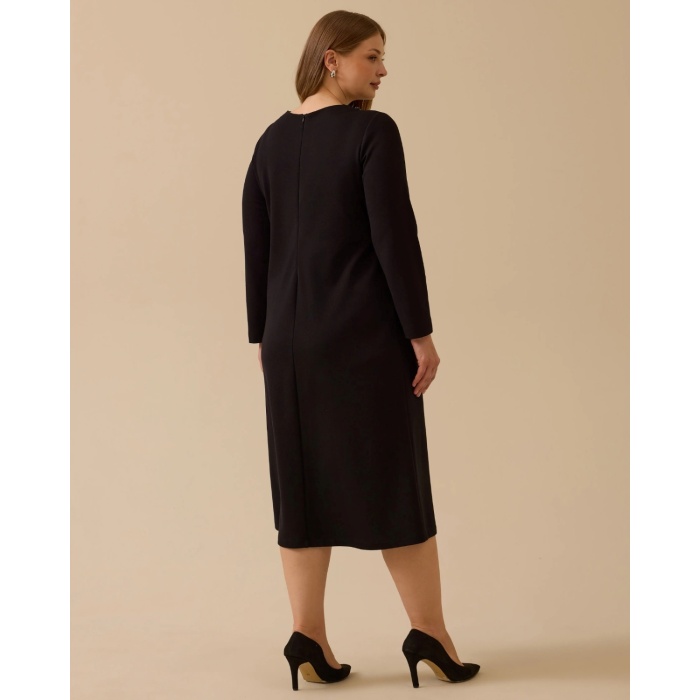 YENİ SEÇİL KADIN büyük beden taşlı yaka detaylı elbise 10002521314002