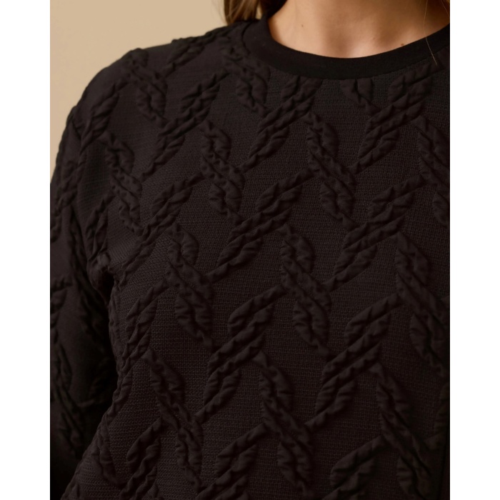 YENİ SEÇİL KADIN büyük beden dokulu düğme detaylı sweatshirt 10002522314009