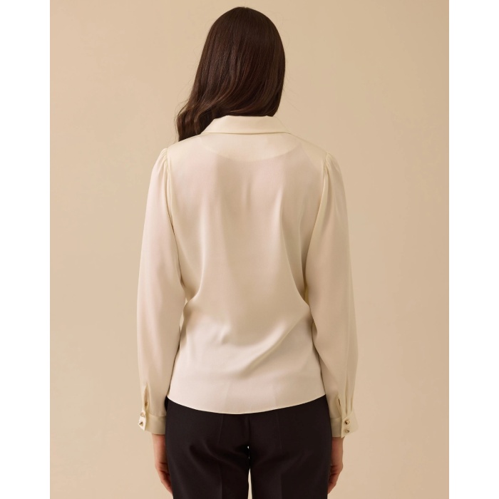 YENİ SEÇİL KADIN bağlamalı kruvaze saten bluz 10002511810018