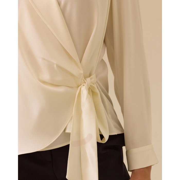 YENİ SEÇİL KADIN bağlamalı kruvaze saten bluz 10002511810018