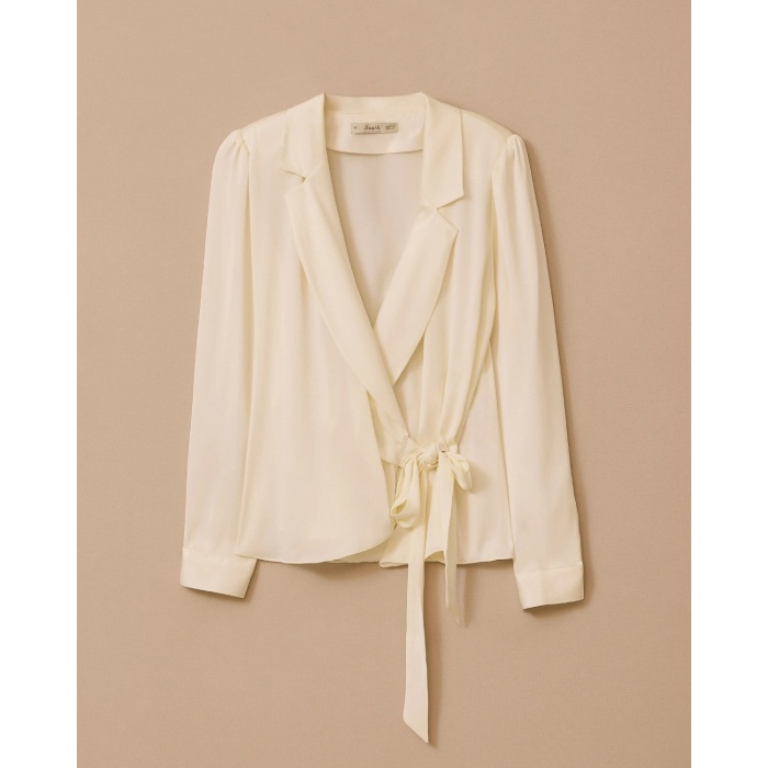 YENİ SEÇİL KADIN bağlamalı kruvaze saten bluz 10002511810018