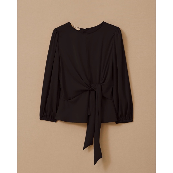 YENİ SEÇİL KADIN bağlamalı uzun kollu saten bluz 10002511810019