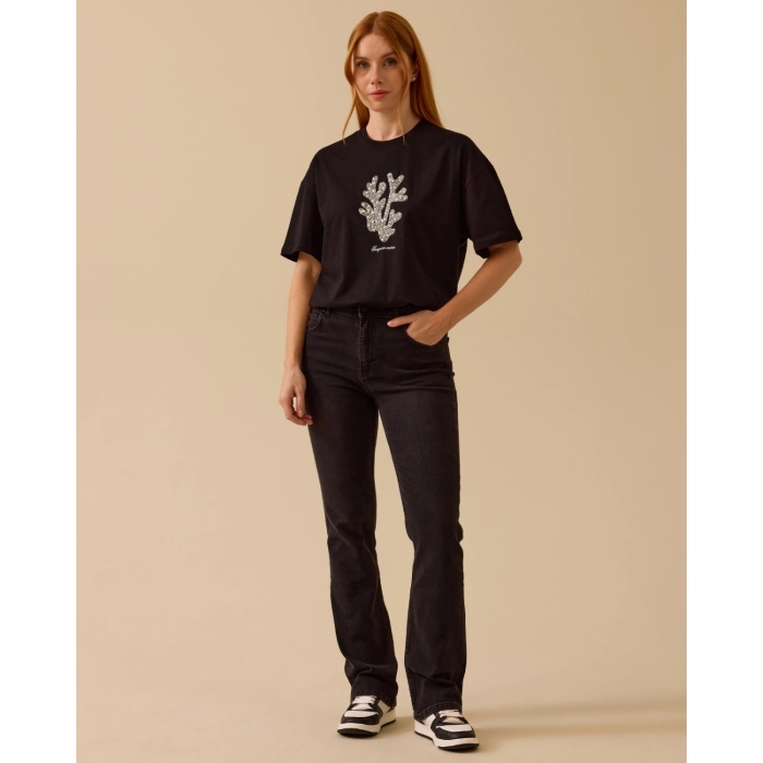 YENİ SEÇİL KADIN taş detaylı baskılı tişört 10002512410014