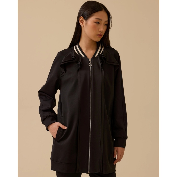 YENİ SEÇİL KADIN fırfır detaylı fermuarlı ceket 10002521111006