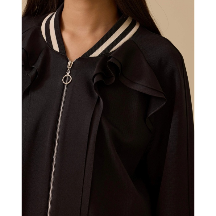 YENİ SEÇİL KADIN fırfır detaylı fermuarlı ceket 10002521111006