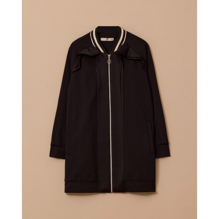 YENİ SEÇİL KADIN fırfır detaylı fermuarlı ceket 10002521111006