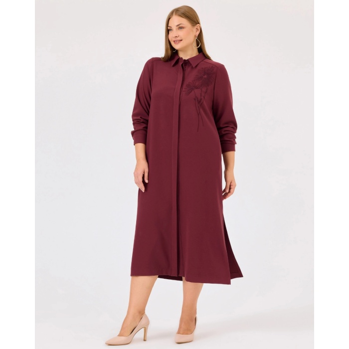 YENİ SEÇİL KADIN büyük beden nakışlı düğmeli tunik 10002421214008