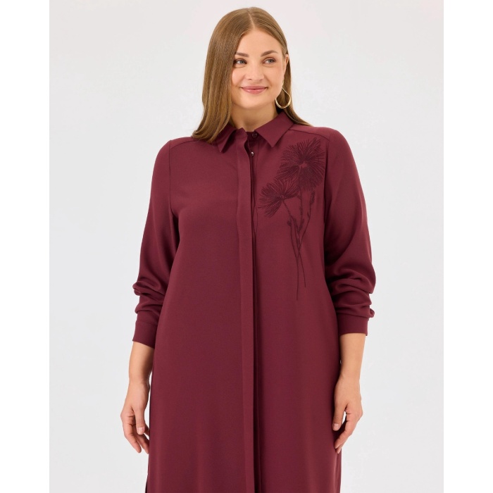 YENİ SEÇİL KADIN büyük beden nakışlı düğmeli tunik 10002421214008