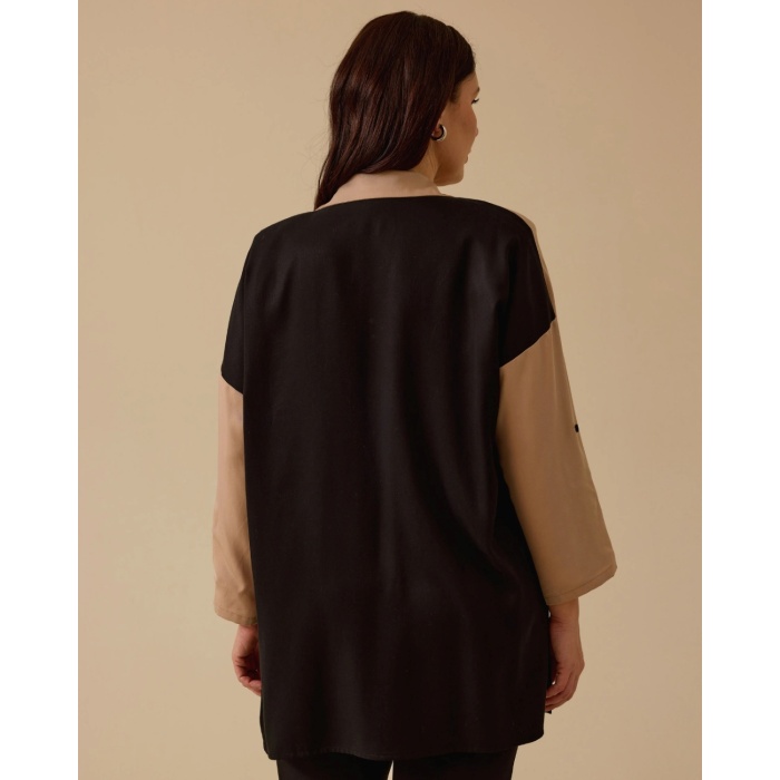 YENİ SEÇİL KADIN BÜYÜK BEDEN taş detaylı düğmeli tunik 10002421214012