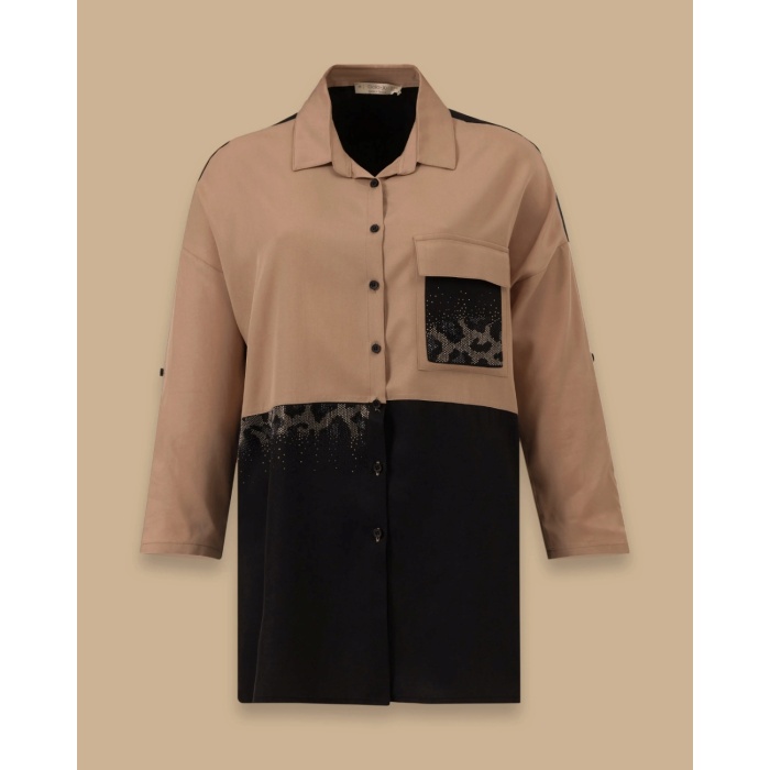 YENİ SEÇİL KADIN BÜYÜK BEDEN taş detaylı düğmeli tunik 10002421214012