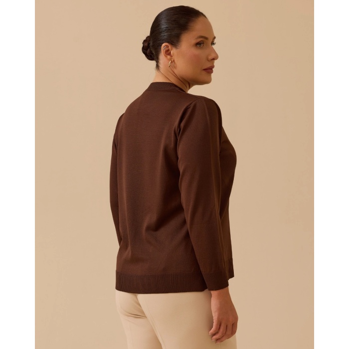 YENİ SEÇİL KADIN büyük beden desenli triko bluz 10002521714006