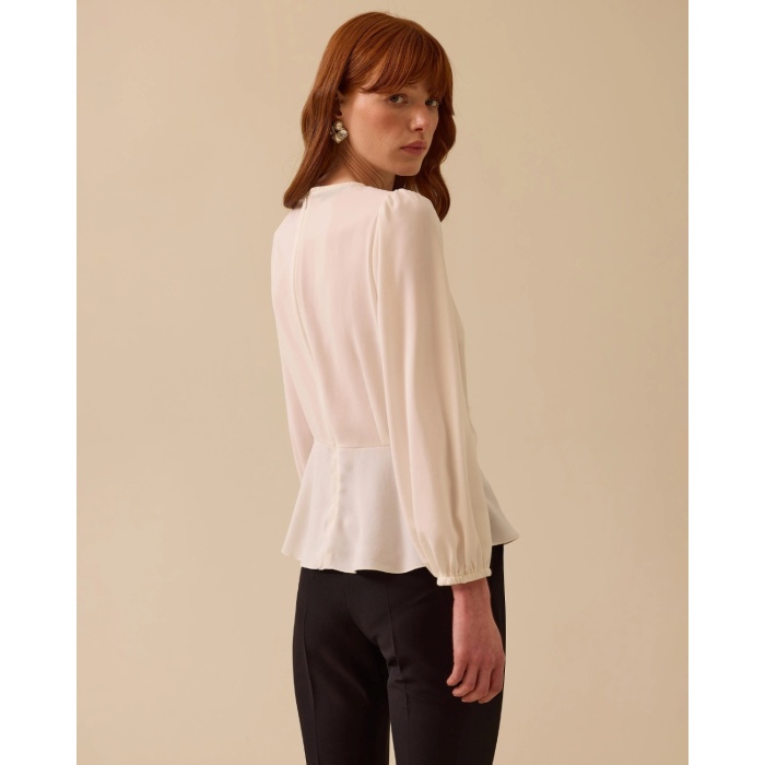 YENİ SEÇİL KADIN bağlamalı uzun kollu saten bluz 10002511810019