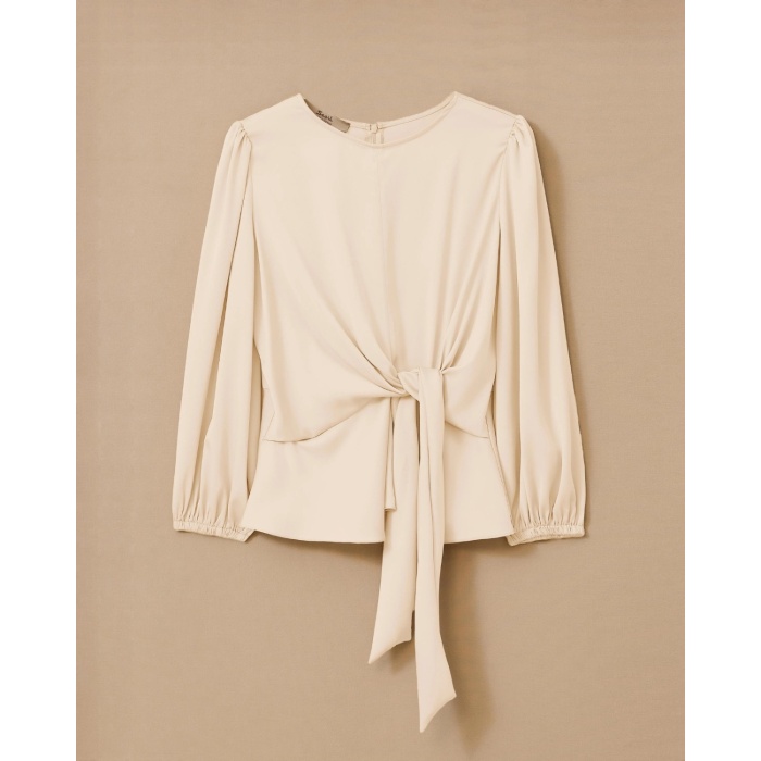 YENİ SEÇİL KADIN bağlamalı uzun kollu saten bluz 10002511810019