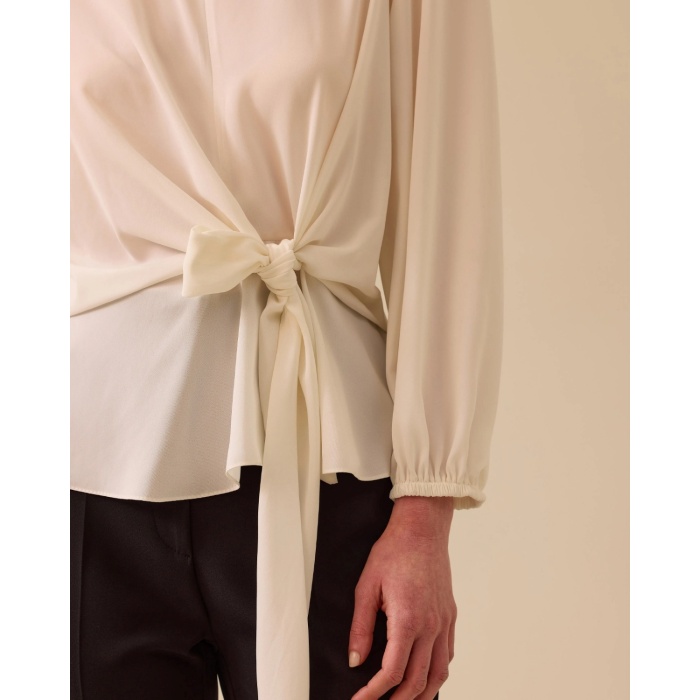 YENİ SEÇİL KADIN bağlamalı uzun kollu saten bluz 10002511810019