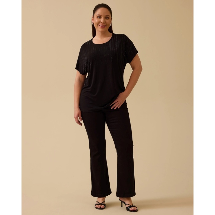 YENİ SEÇİL KADIN büyük beden taşlı kısa kollu tişört 10002512414001