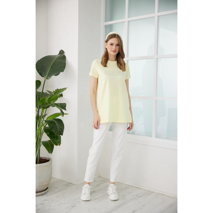 YENİ MOODBASİC KADIN TAŞ BASKILI T-SHİRT MB27.180