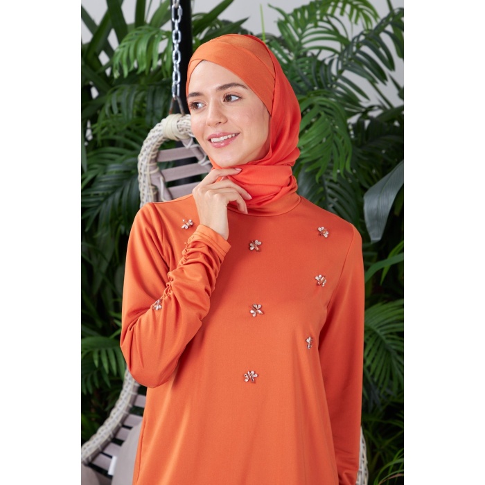 YENİ MOODBASİC KADIN KOLLARI BÜZGÜLÜ TAŞLI TESETTÜR MAYO SW36.256