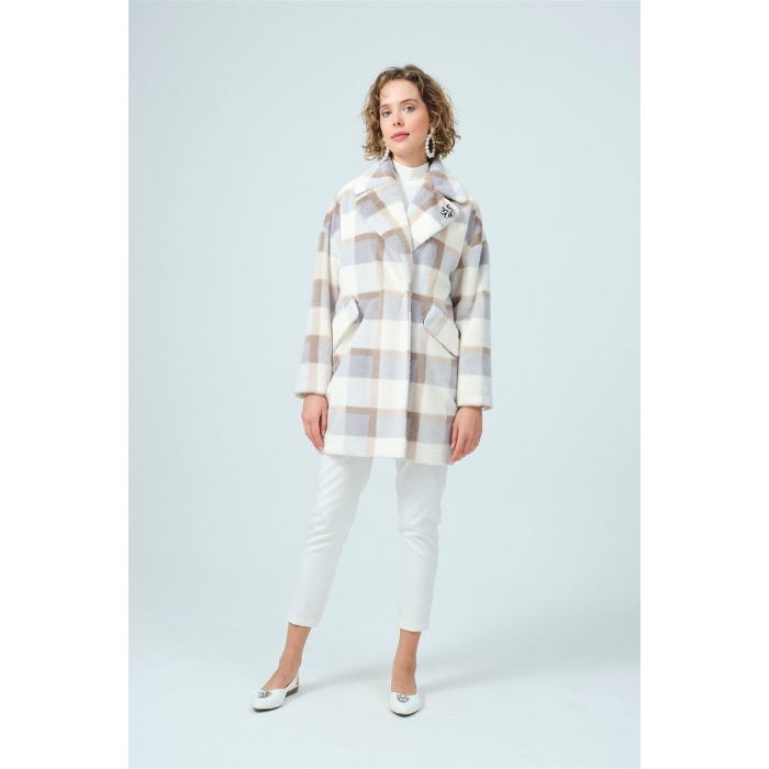 YENİ MOODBASİC KADIN EKOSE KÜRK TAŞLI KABAN MB14.15