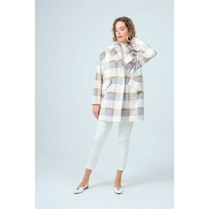 YENİ MOODBASİC KADIN EKOSE KÜRK TAŞLI KABAN MB14.15