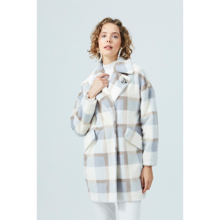 YENİ MOODBASİC KADIN EKOSE KÜRK TAŞLI KABAN MB14.15