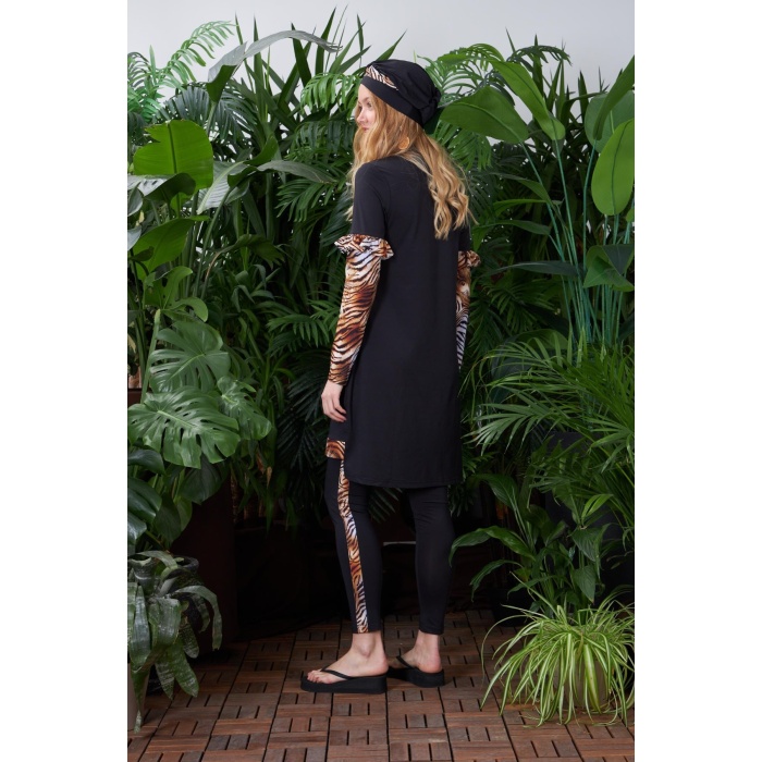 YENİ MOODBASİC KADIN LEOPARLI TESETTÜR MAYO SW36.121