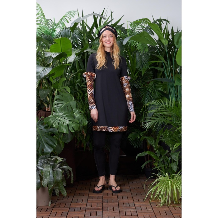 YENİ MOODBASİC KADIN LEOPARLI TESETTÜR MAYO SW36.121