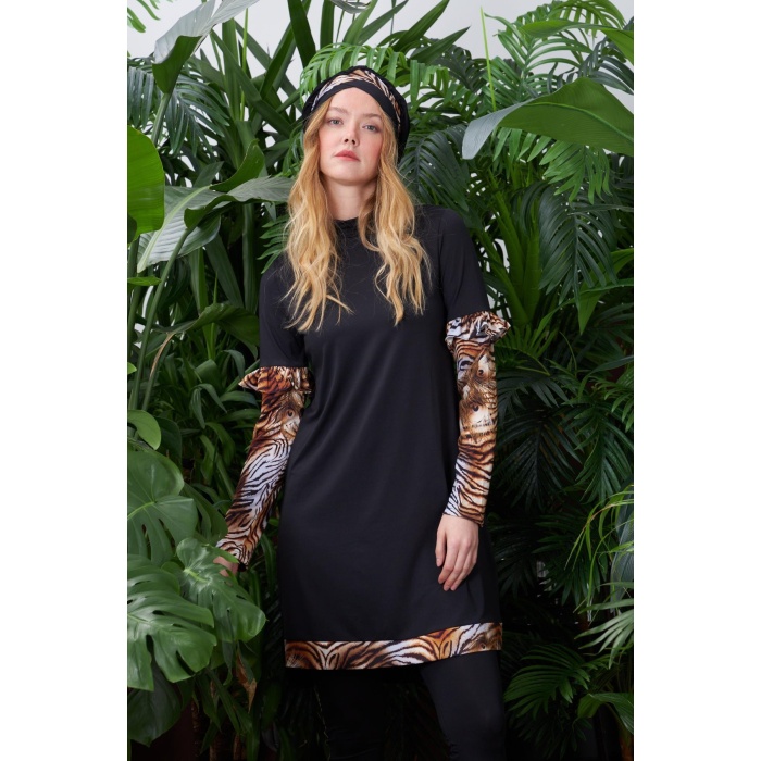 YENİ MOODBASİC KADIN LEOPARLI TESETTÜR MAYO SW36.121