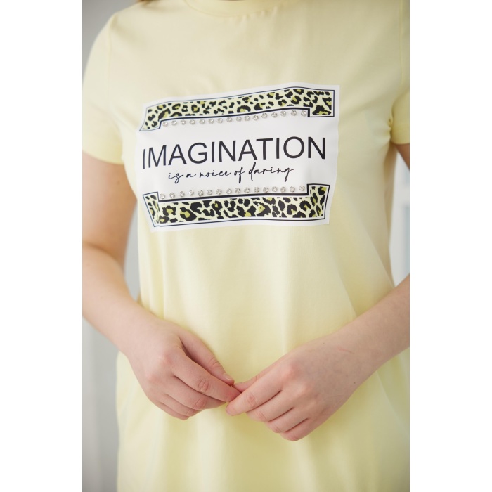 YENİ MOODBASİC KADIN TAŞLI BASKILI T-SHİRT MB27.182