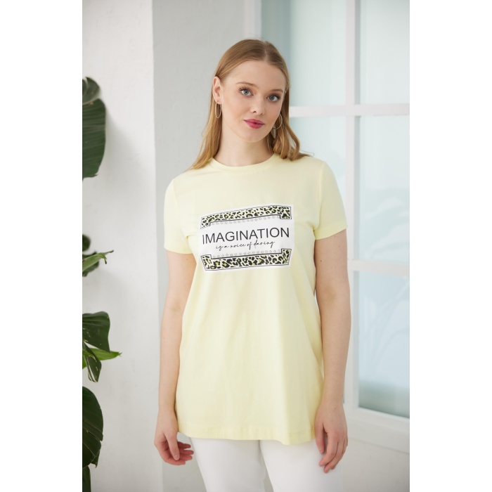 YENİ MOODBASİC KADIN TAŞLI BASKILI T-SHİRT MB27.182