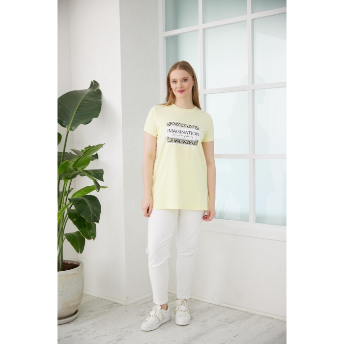 YENİ MOODBASİC KADIN TAŞLI BASKILI T-SHİRT MB27.182