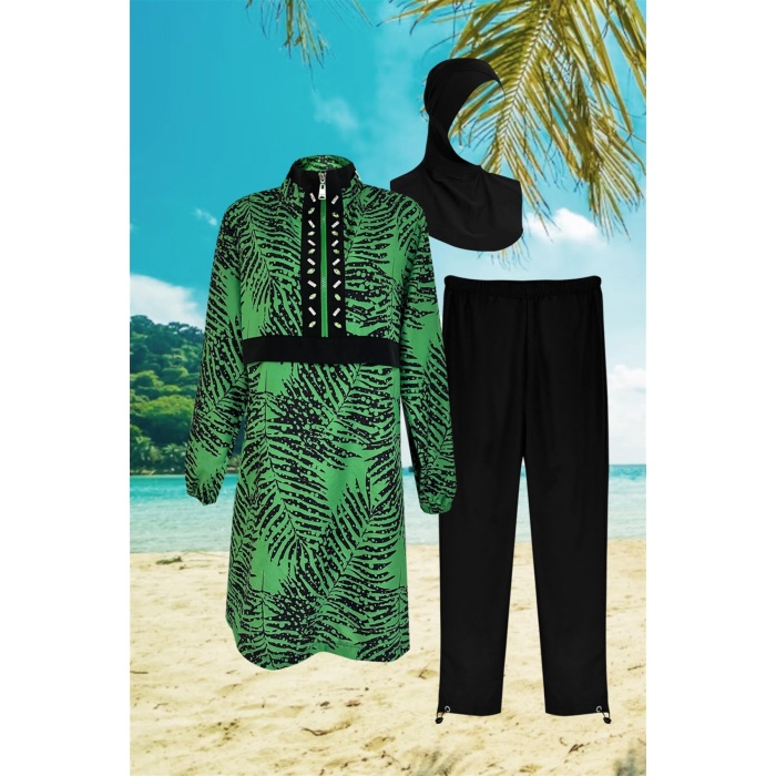 YENİ MOODBASİC KADIN YAPRAK DESENLİ TESETTÜR MAYO SW36.236