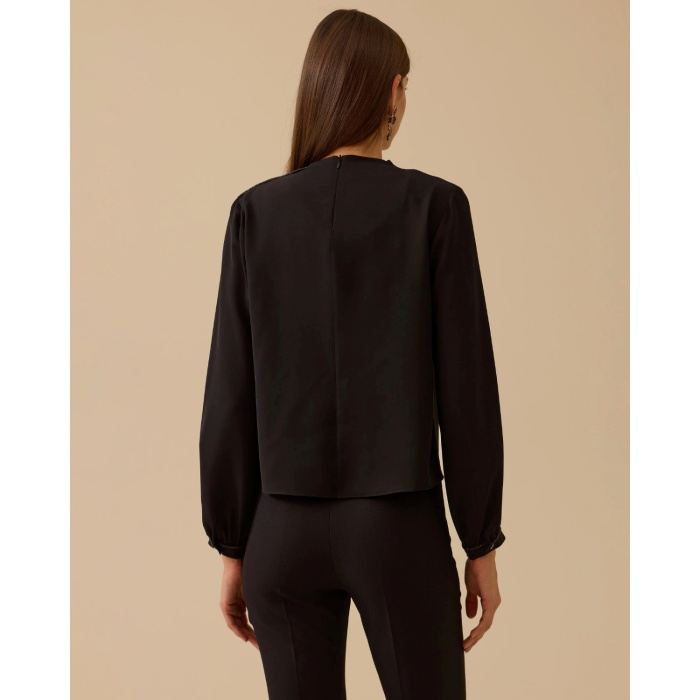 YENİ SEÇİL KADIN dik yaka drape detaylı bluz 10002521810004