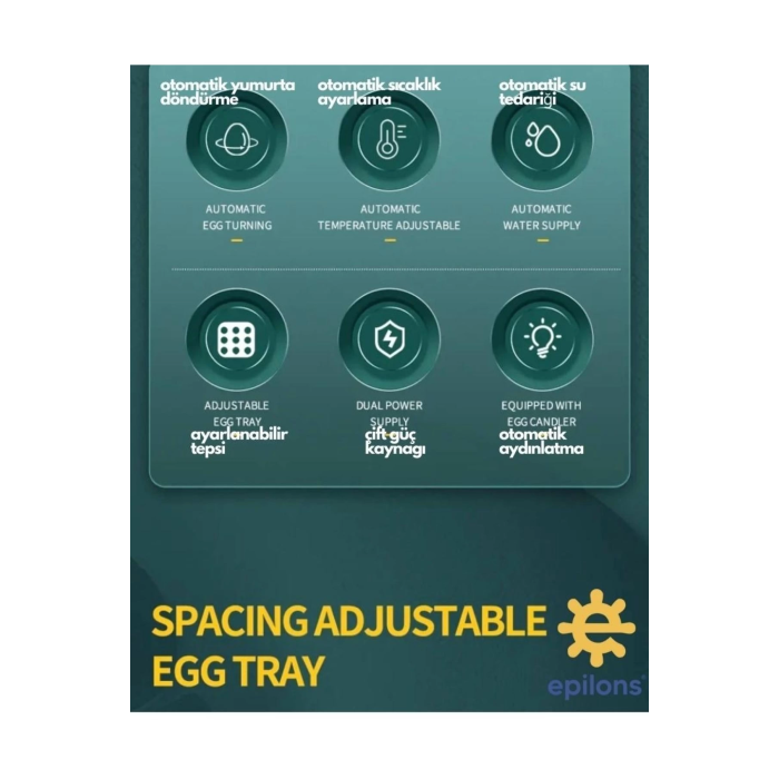 Profesyonel 130 Yumurtalık Tam Otomatik Kuluçka Makinesi Yedek Motorlu Tavuk Kaz Ördek Bıldırcın Güvercin Süs Kuşu İçin Tasarlanmış