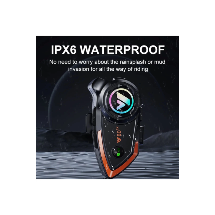 Yeni Model Y80-2x Motosiklet İntercom 2 Kişilik Bağlantı Rgb Işıklı Bluetooth Kulaklık Seti